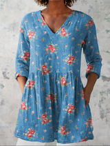 Nora | Lang Bluse med V-hals