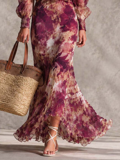 Rosa Maxikjole i Chiffon med Bare Skuldre