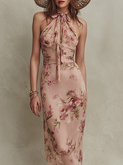 Lea | Maxikjole i chiffon med blomsterprint og dråbeudskæring