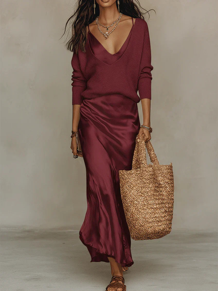 Eline | Elegant midikjole i satin