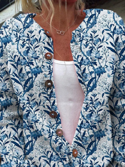 Tiverly™ | Vintage Blomstercardigan med Knapper