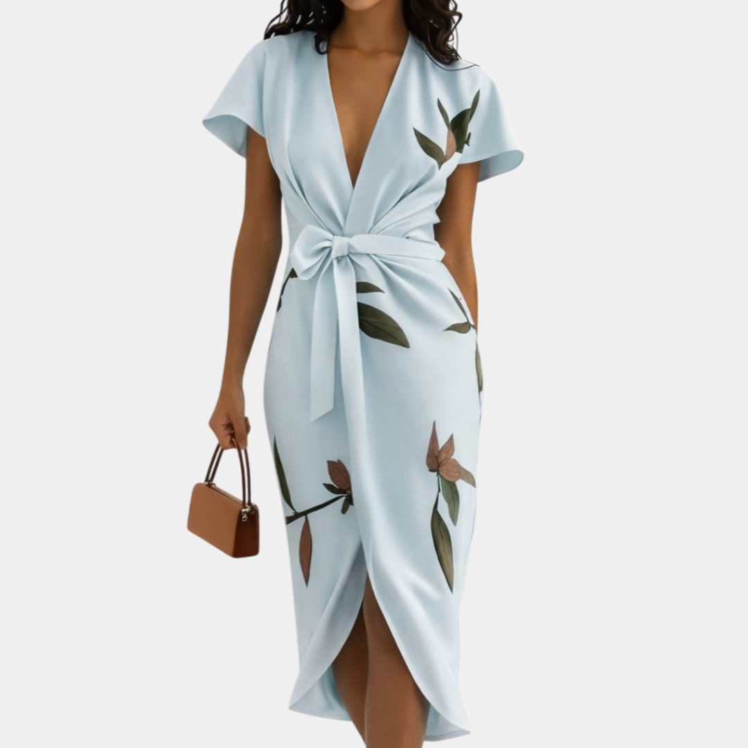 Hannah | Elegant slå om-kjole med blomsterprint