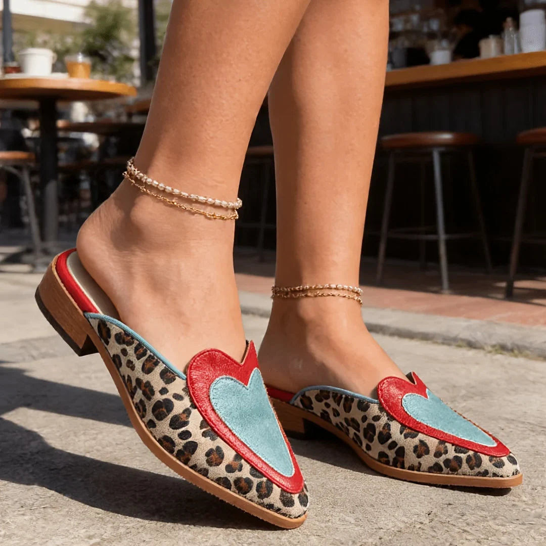Perla Åbne Mules med Leopardprint