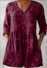 Sille | Lang Bluse med V-hals