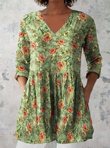 Helene | Lang Bluse med V-hals