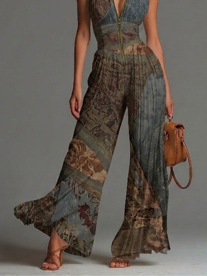 Cathrine | Buksedragt i chiffon med etnisk bohemeprint