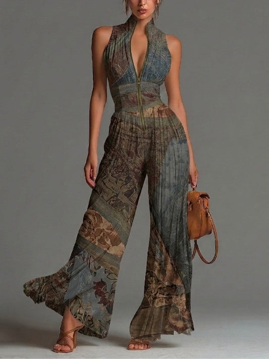 Cathrine | Buksedragt i chiffon med etnisk bohemeprint