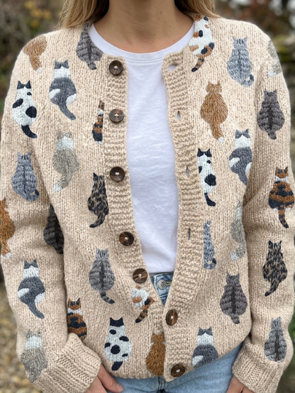 Charlotte™ | Hyggelig Cardigan med Kattemønster