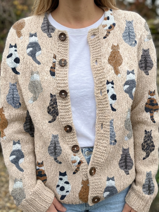 Charlotte™ | Hyggelig Cardigan med Kattemønster