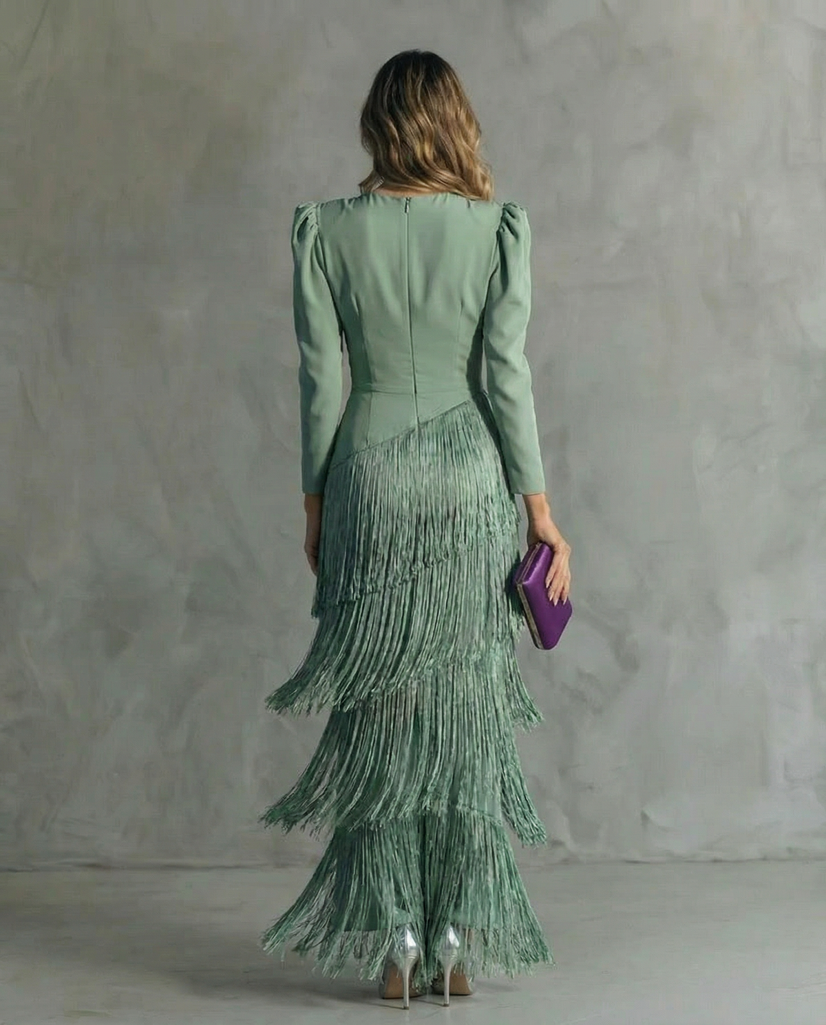 Vivian | Elegant midikjole med frynseærmer