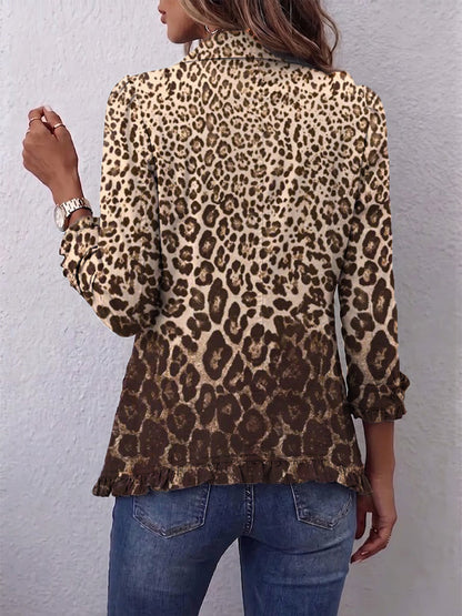 Navara | Leopardprint-jakke med Flæser