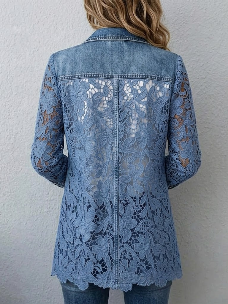 Lacinda | Blazer med Blomstret Blondepaneler
