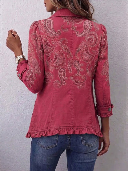 Anouk | Vintage Paisley-jakke med Flæser