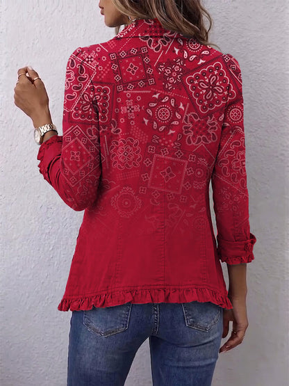 Criselle | Bohemisk Flæsejakke med Ombré Paisley-print