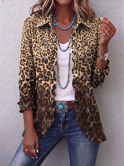 Navara | Leopardprint-jakke med Flæser