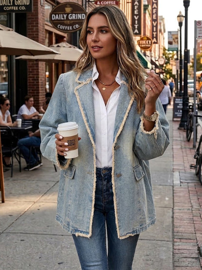Dionne | Oversize Vintage-blazer med Rå Kant
