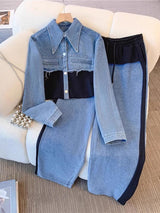 Holbrook | Cropped Colorblock-jakke med Bukser med Vide Ben (Sæt)